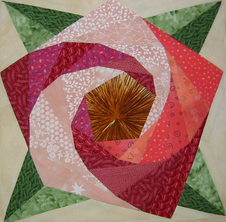 Spiral Rose Block with Painless Paper Piecing